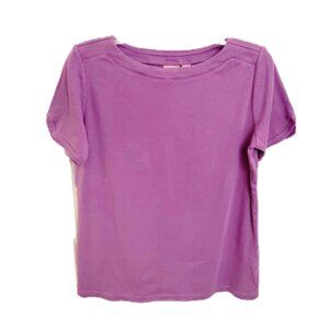 Chico's Women's 100% Cotton Short Sleeve Tee Top, Purple, Medium